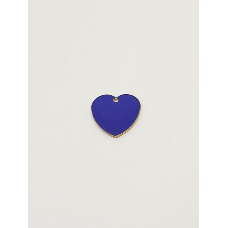 Ciondolo pendente smaltato cuore blu cobalto x1