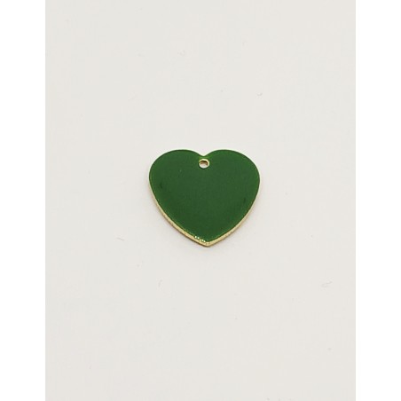 Ciondolo pendente smaltato cuore verde smeraldo x1